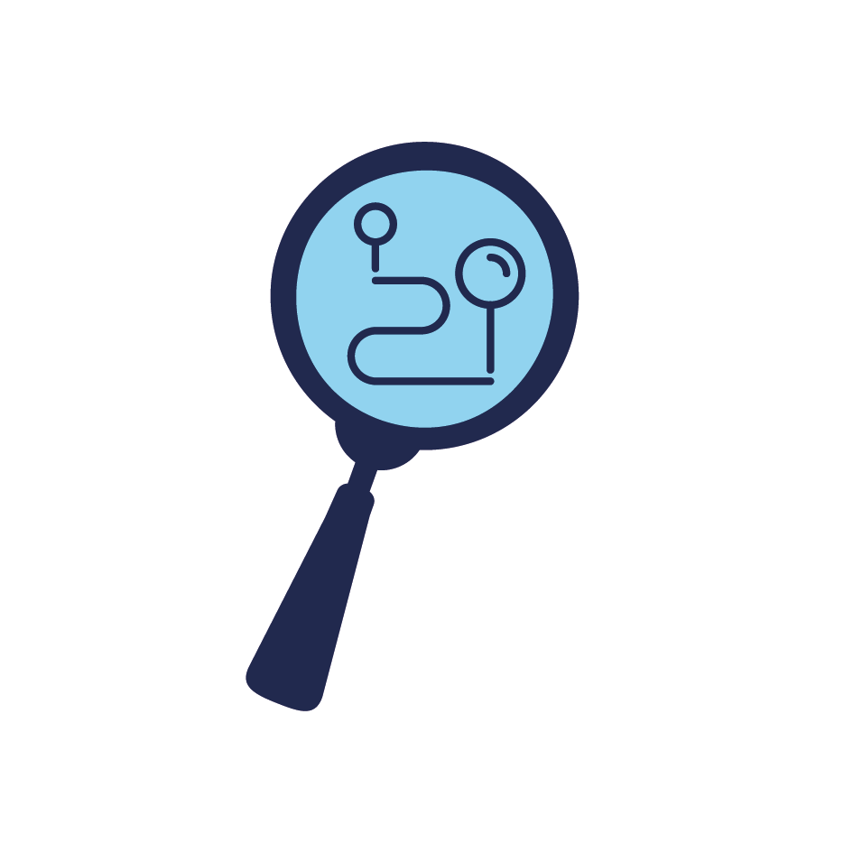 Pictogramme d'une loupe avec un tracé à l'intérieur